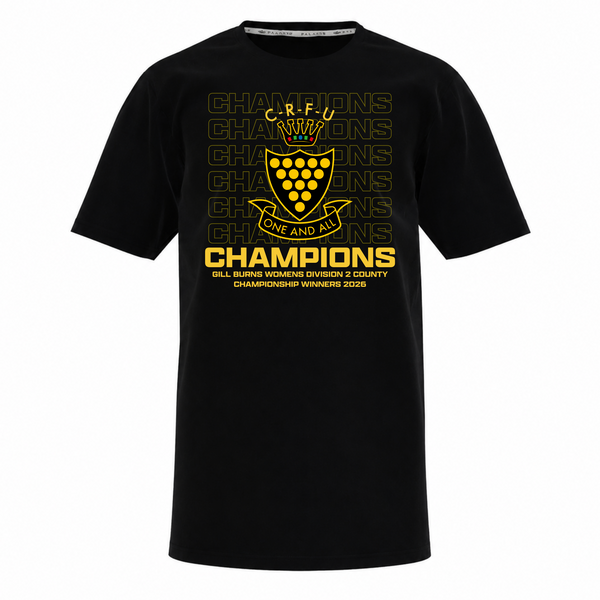 Cornwall RFU Womens Team CHAMPIONS T-Shirt, Adults